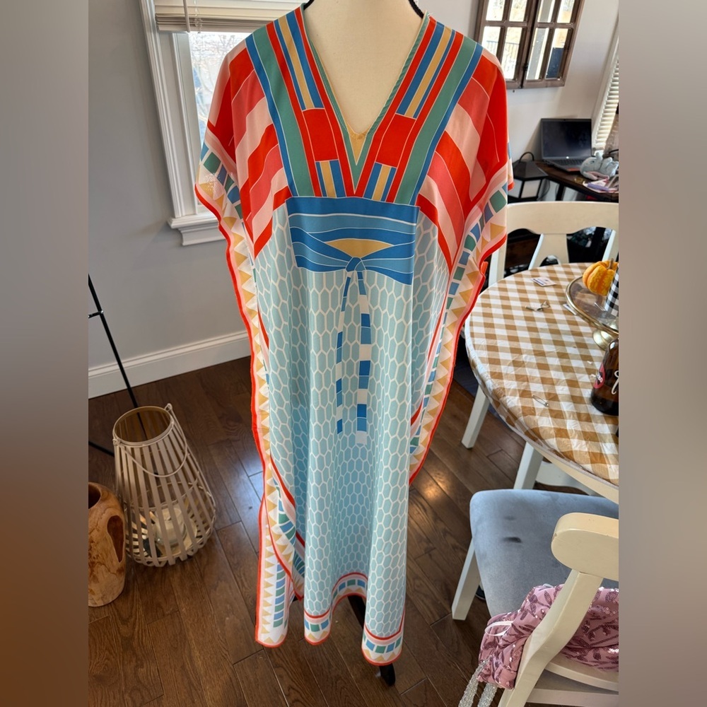 Colorful Geometric Kaftan Dress